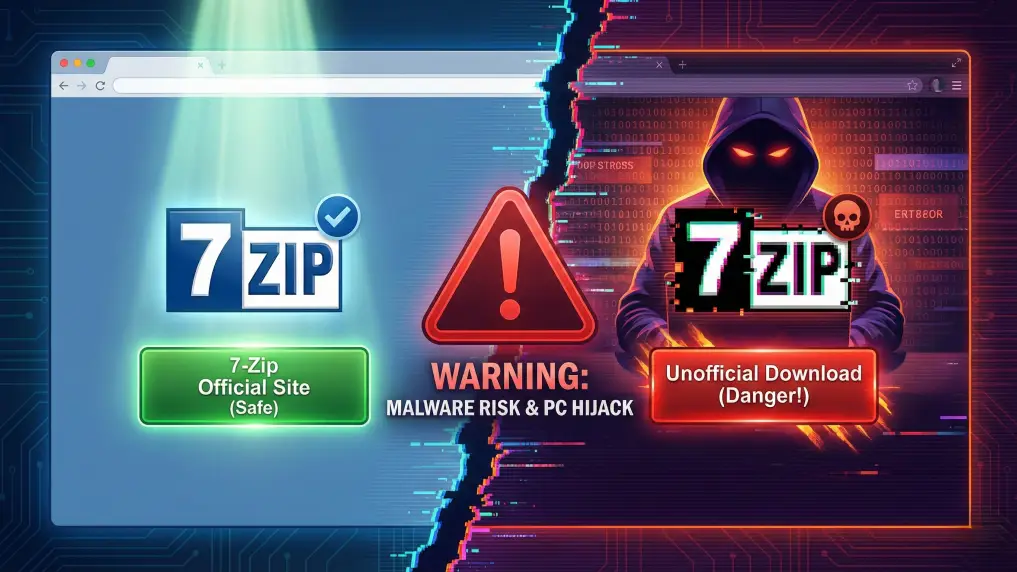 7-zipダウンロードの落とし穴｜公式以外でインストールするとPCが乗っ取られる可能性