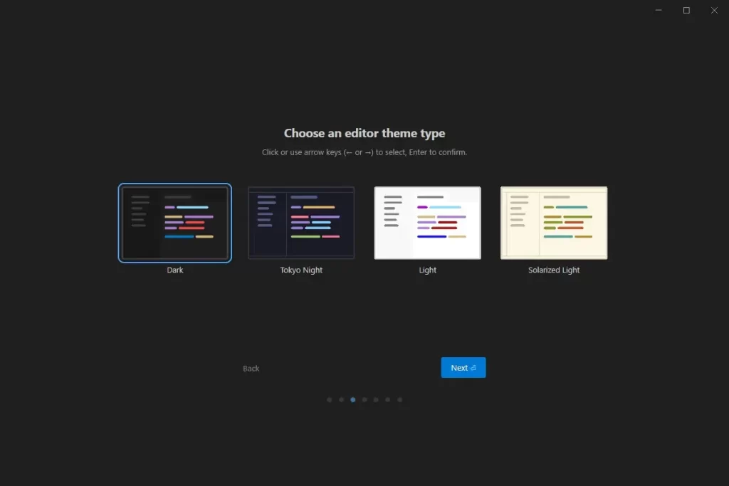 Choose an editor theme type