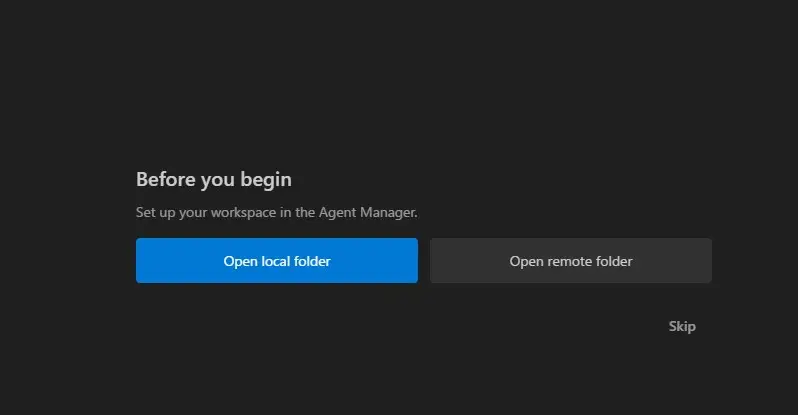 Before you begin → Open local folder