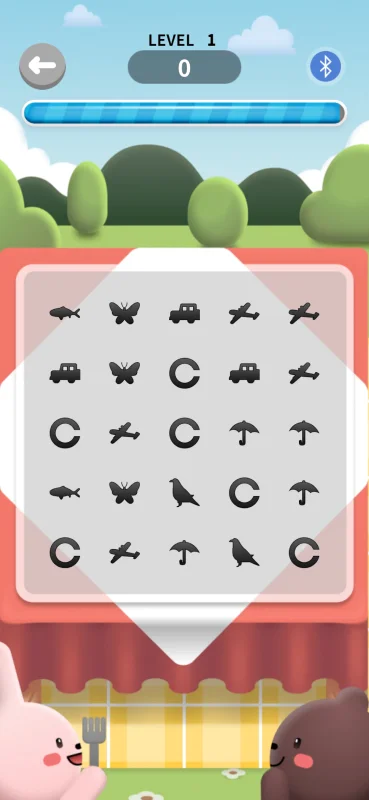 エデンピクニックのゲーム画面、ピンクのパネルに図形が並ぶ