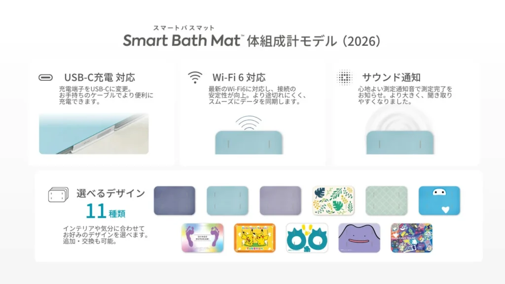 スマートバスマット2026年モデル、ついにUSB-C。旧モデル使いが更新点