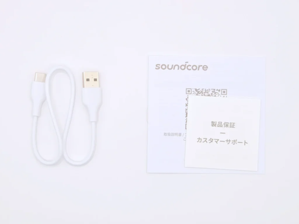 同梱のUSB-C to USB-Aケーブルと書類