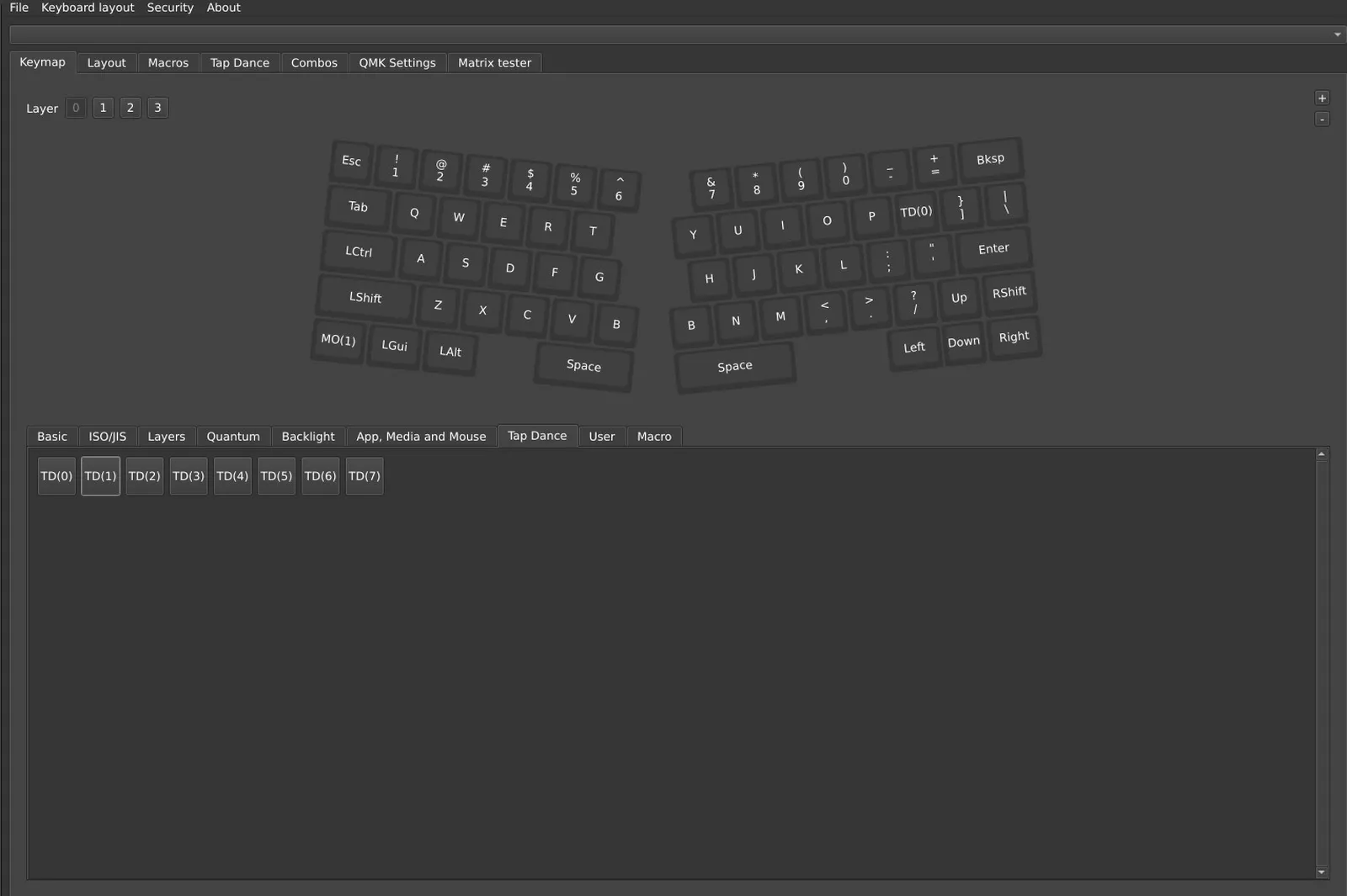 Vialで表示したElimkeys ElytraのLayer0キーマップ画面