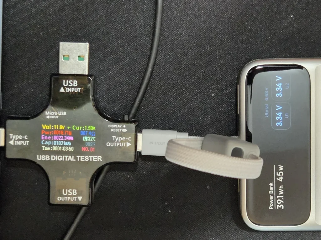 放電終盤のセル電圧6.68V、U1U2とも3.34V