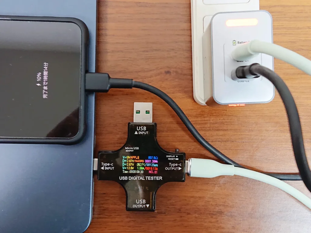 同じ順番で Mac 側を測ると12.0V・19.12W